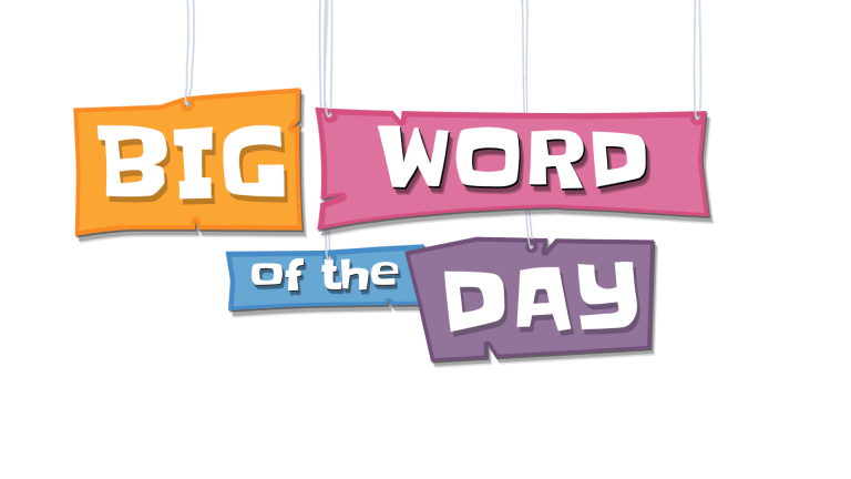 Big Word Of The Day Logo. The words are all hanging on signs with string